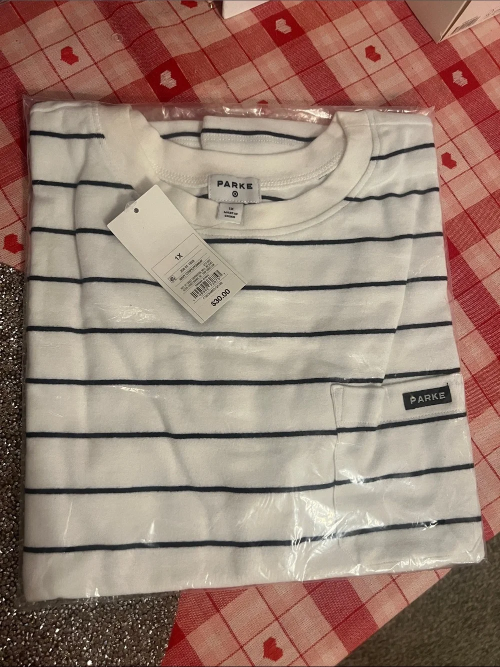 Parke X Target Navy Striped Pocket Tee Size 1X - Picture 2 of 3